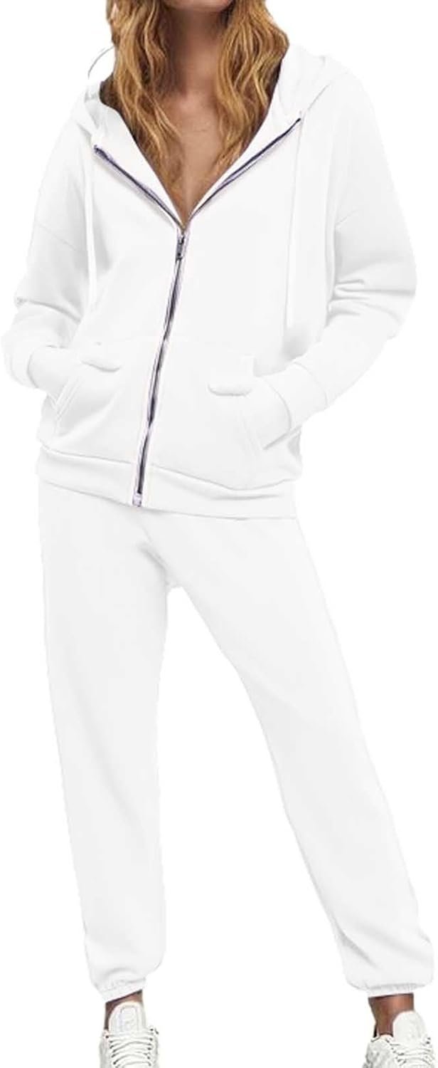 Women's sweatsuit 2-piece tracksuit long sleeve zip sweatshirt sweatpants set - Image 2