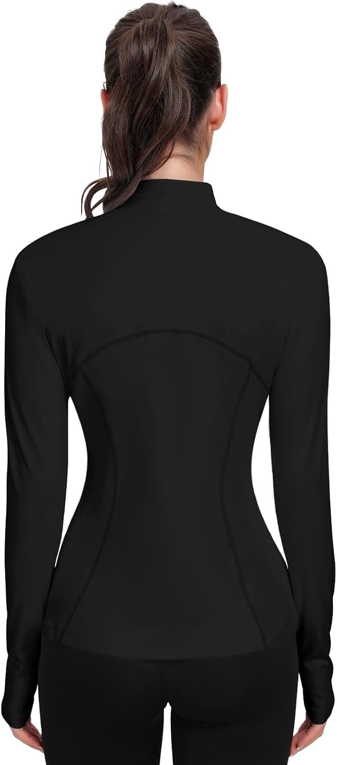 Women's athletic zip-up jacket sport workout shirt gym yoga activewear with pockets - Image 2