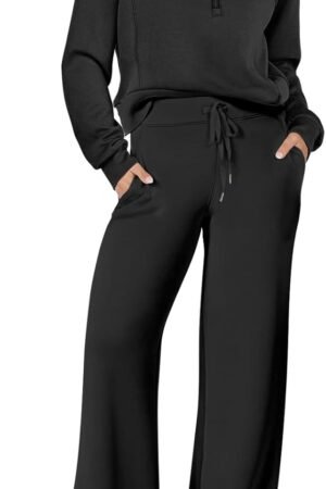 Women’s 2-Piece Casual Travel Lounge Set with Wide Leg Pants