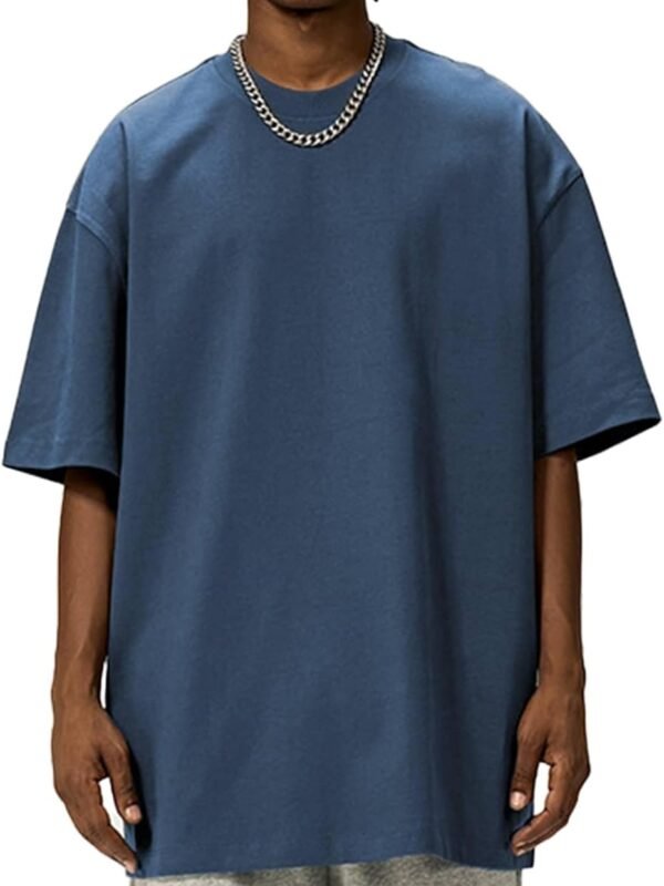 Men's oversized cotton T-shirt heavyweight casual crew neck loose summer top