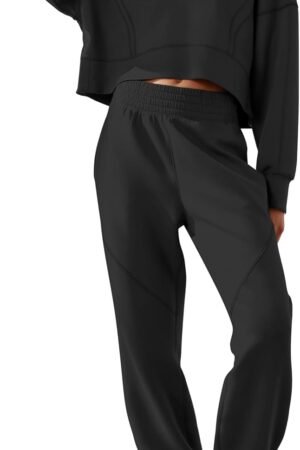 Women's 2-piece lounge set cropped sweatshirt joggers casual sweatsuit set