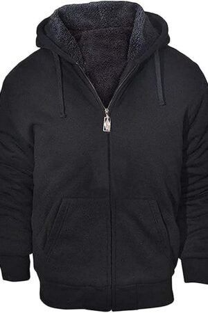 Men’s Heavyweight Fleece Zip Up Hoodie Thick Lined Sweatshirt