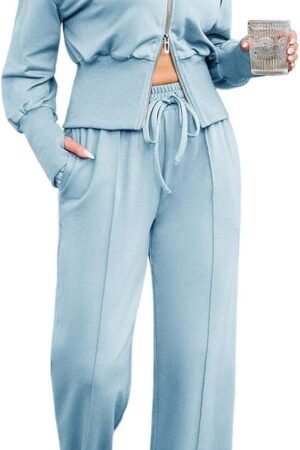 Women's 2-piece casual hoodie sweatsuit travel lounge tracksuit outfit