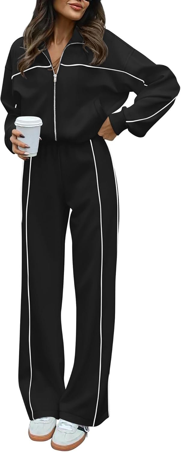 Women's two-piece tracksuit long sleeve zip sweatshirt pants set