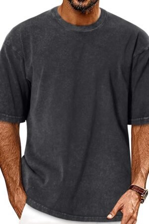 Oversized men's short sleeve vintage washed loose fit casual T-shirt