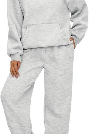 Women’s 2-Piece Hoodie Sweat Set Loose Sweatshirt and Jogger Pants with Pockets