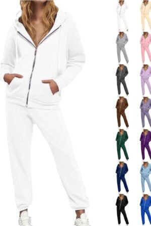 Women's sweatsuit 2-piece tracksuit long sleeve zip sweatshirt sweatpants set