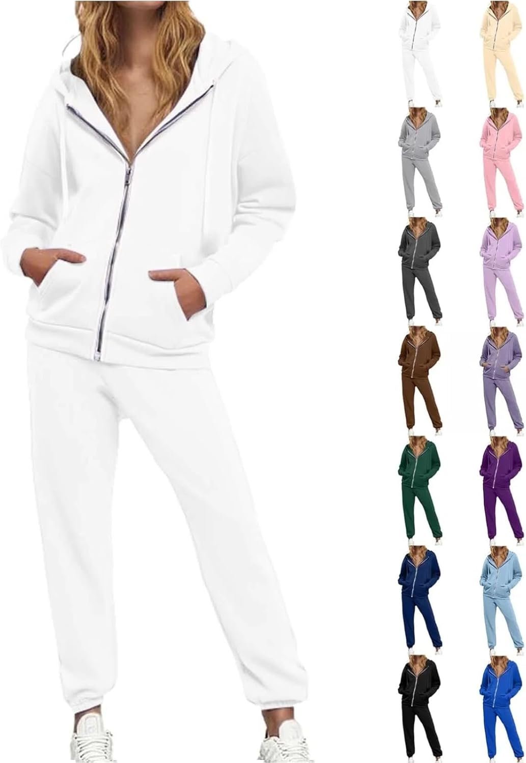 Women's sweatsuit 2-piece tracksuit long sleeve zip sweatshirt sweatpants set