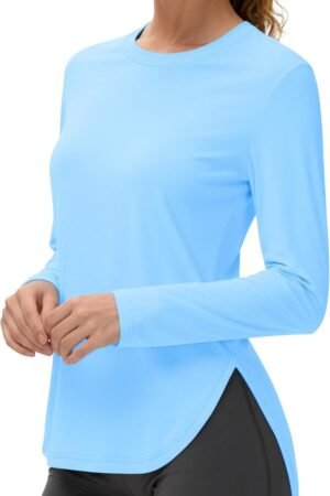Women's UV protection athletic shirt moisture-wicking quick-dry long sleeve workout tee