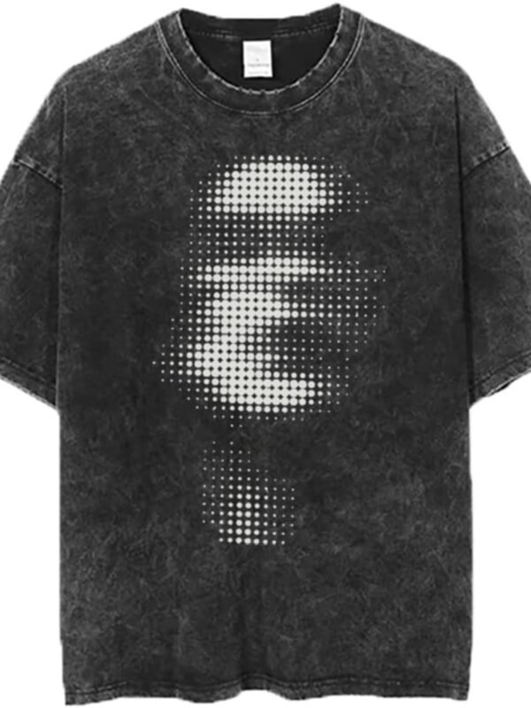 Men's vintage oversized graphic acid wash cotton streetwear short sleeve shirt