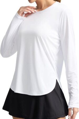 Women's UV protection long sleeve lightweight shirt thumb holes quick-dry hiking workout top