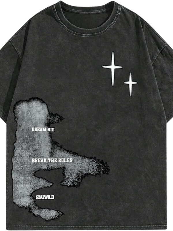 Men's letter graphic drop shoulder casual round neck T-shirt top