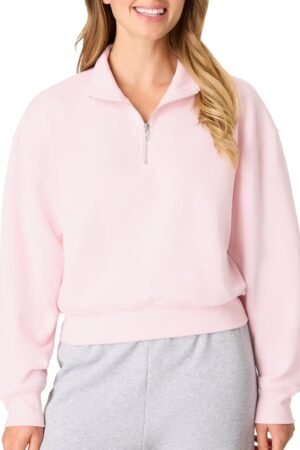 Women’s Quarter Zip Fleece Blend Pullover Sweatshirt