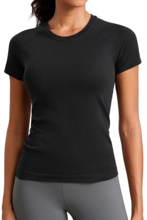 Women's long sleeve quick-dry quarter-zip crop athletic yoga slim fit workout shirt
