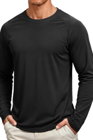 Men's long sleeve UV protection dry-fit athletic workout rash guard shirt