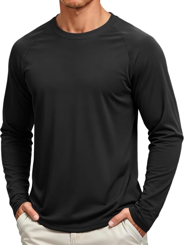 Men's long sleeve UV protection dry-fit athletic workout rash guard shirt