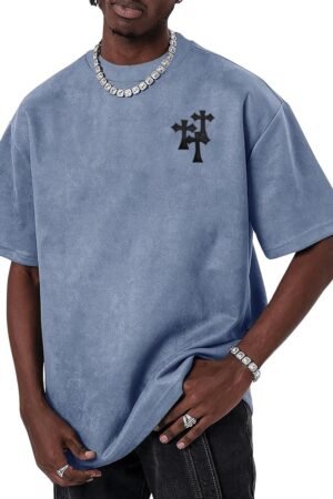 Men's oversized graphic T-shirt letter print drop shoulder vintage casual tee