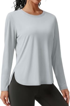 Women's UV protection long sleeve athletic shirt breathable lightweight hiking gym top