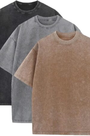 3-piece men's oversized heavy cotton summer T-shirt loose fit casual tops