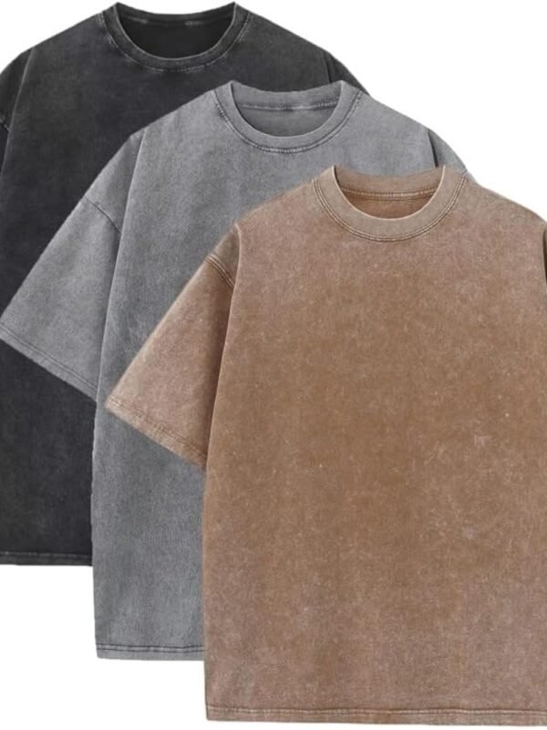 3-piece men's oversized heavy cotton summer T-shirt loose fit casual tops