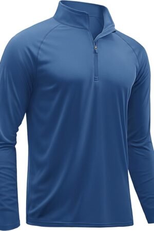 Men's long sleeve athletic quarter-zip UV protection outdoor running shirt