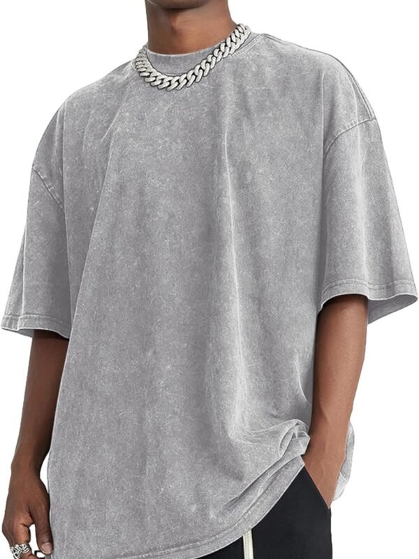 Oversized vintage acid wash T-shirt cotton streetwear loose fit casual top