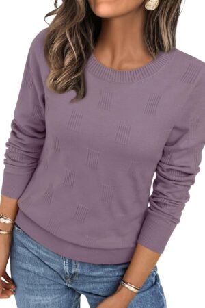 Women’s Lightweight Long Sleeve Knit Pullover Casual Sweater Top