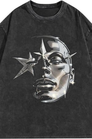 Men's graphic cotton oversized T-shirt short sleeve casual streetwear tee