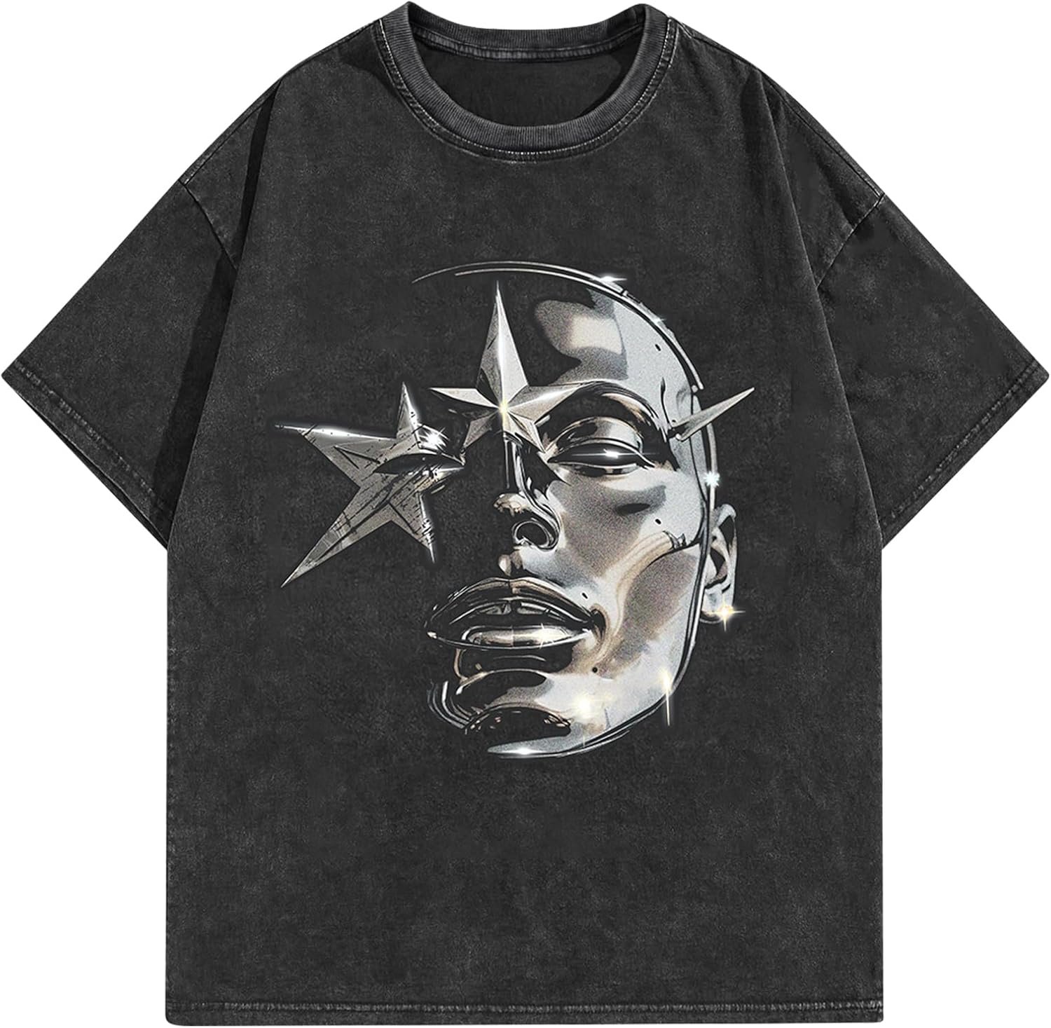 Men's graphic cotton oversized T-shirt short sleeve casual streetwear tee