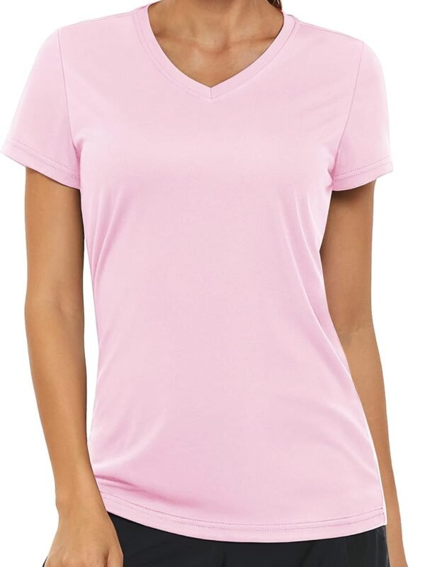 Women's Pink V-Neck Sun-Protection Short-Sleeve Sports Top