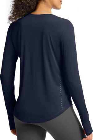 Lightweight women's long sleeve athletic shirt gym running UV protection moisture-wicking tee