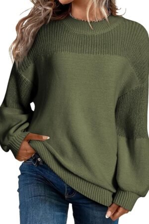 Women’s Casual Crew Neck Knit Sweater Loose Long Sleeve Pullover