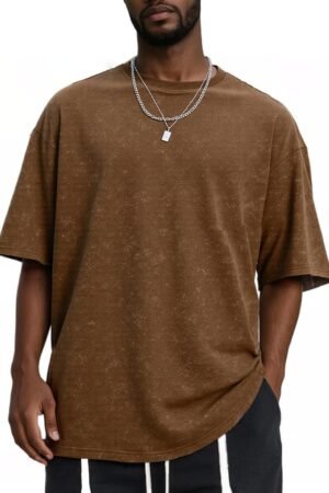 Oversized men's streetwear vintage short sleeve casual loose basic T-shirt