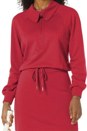 Women's 2-piece athletic skort tracksuit half zip long sleeve sweatshirt outfit