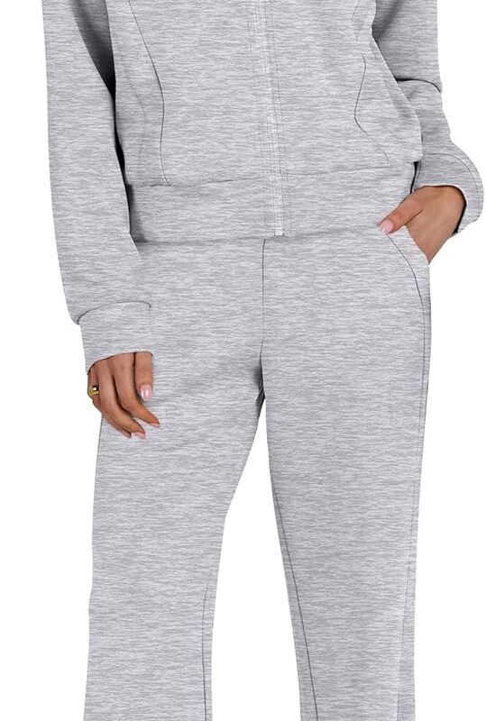 Women's lounge set 2-piece sweatsuit zip sweatshirt wide leg pants set