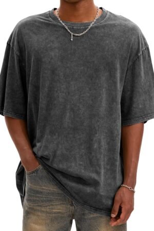 Men's oversized vintage cotton acid wash heavyweight loose fit T-shirt