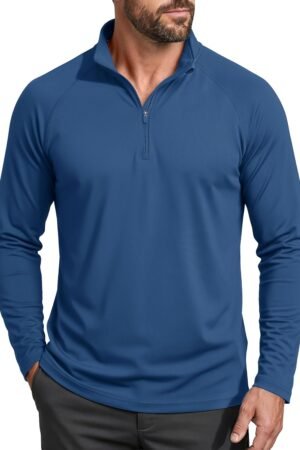 Men's long sleeve UV protection quarter-zip fishing running outdoor shirt