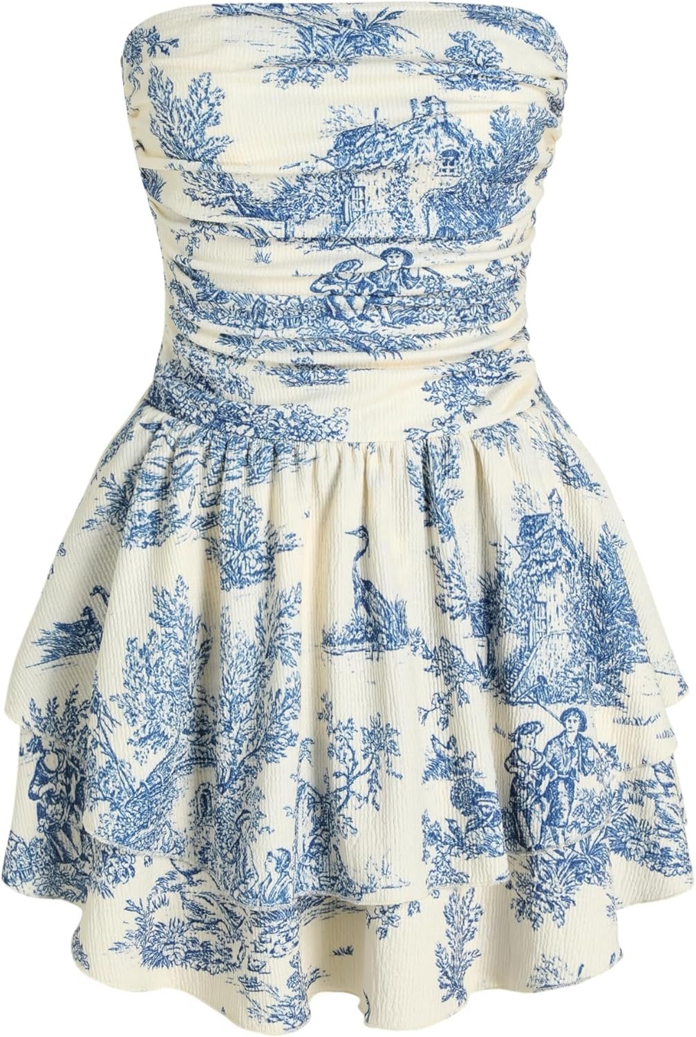 Women’s Strapless Ruched Ruffle Mini Cocktail Dress