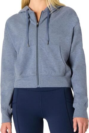 Women’s Soft Lightweight Cropped Zip Up Workout Hoodie