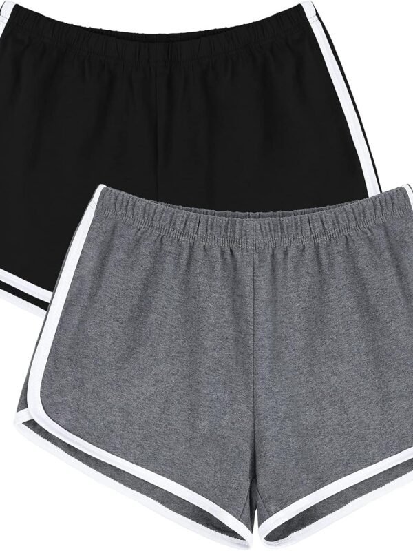 Women’s Cotton Workout Yoga Running Shorts Elastic Waist Activewear Set