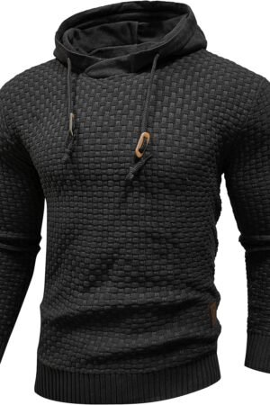 Men’s Knitted Hooded Sweatshirt Long Sleeve Pullover Sweater